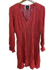 Maeve Anthropology Red/White Printed A-Line Dress Long Sleeve Womens Size Medium