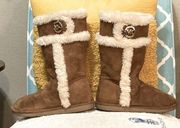 Pair of Micheal Kors size 5 faux suede fuzzy boots