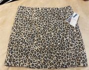 NWT  CHEETAH DENIM SKIRT