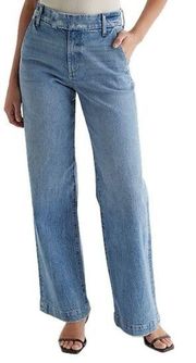 Express Women’s 16 Short High Waisted Medium Wash Wide Leg Jeans