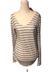 Isabel Maternity striped maternity v-neck long sleeve t-shirt NEW M