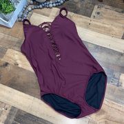 Aqua Green Aqua‎ Green swimsuit Maroon purple padded NWOT