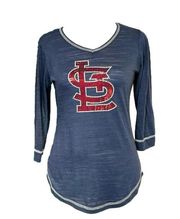 Soft as a Grape St. Louis Cardinals women’s long sleeve baseball tee red sequin