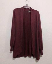 Ella moss ￼Karla Zinfandel, maroon, open cardigan, sweater, size large ￼