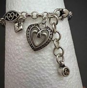 RETIRED BRIGHTON Silver Tone Ellington Bracelet Heart Statement Gift Wedding Lov