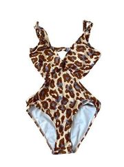 VENUS Leopard Print Cutout Swimsuit Bathing Suit Size 6