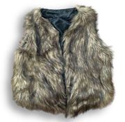 Faux Fur Vest Tan Brown V-neck Hippie Boho Maximalism Winter Topper