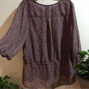 Plum Purple Plus size sheer ballon sleeve blouse