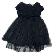 Sans Souci Dress Womens Medium Black Lace Tulle Crochet Mini Empire Waisted Poly