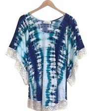 Veronica M tie dye lace beach coverup tunic top stretch