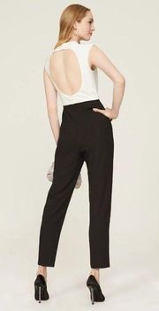 Hutch Open Back Jumpsuit White and Black Womens Size 6