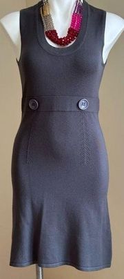 Lapis Gray/Blue Sleeveless Body con Dress SZ M Pull Over 2 Big Buttons In Front