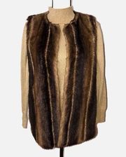 Faux Fur Vest Betsey Johnson Brown Size Small