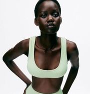 ZARA Light Green Structured Bikini Top NWT Size XL