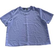Laura Scott Shirt Womens 22W Plus Size Purple Blue Crew Neck Short Sleeve Poly