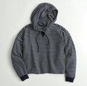 Hollister  Must have collection Navy Striped Waffle Knit Hoodie