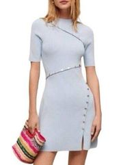 Maje Bleu Claire Dress in Ribbed Knit