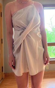 One Shoulder Tan Dress