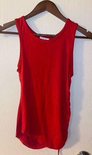 Olivia Rae sleeveless scoop neck  red top with one-sided ruching - size small