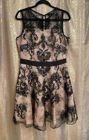 black gold gothic lace fit & flare dress, 12 NWOT