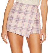 Revolve Plaid Wrap Skort Lavender SMALL Micro Mini Skirt More to Come Keaira NEW