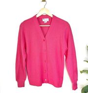 Lacoste Haymaker bright pink v-neck cardigan button back vintage size 36 / small