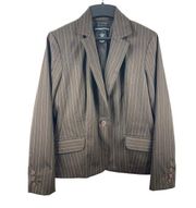 Norton Mcnaughton 90s Brown Lava Pin Striped Stretch One Button Blazer 8 NWT