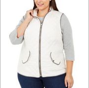 Quilted White Vest, 0X