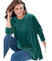 Liz Baker Essentials Emerald Green Velvet Top size M