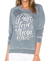 Spiritual Gangster Peace Love Yoga Shurnken Sweatshirt in Denim Blue Women’s XS