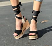 Black Lace Up Wedge 