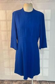 Reiss Cora cobalt blue a-line 3/4 sleeve dress size 10