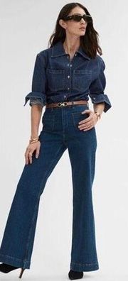 Paris Atelier & Other Stories Women's Solid Wide Leg Jeans Blue Size 4/6