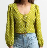 NWOT Levi’s Emery Green Floral Print Puff Sleeve Tie Front Blouse Size Medium