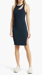 Zella Interlude Rib Cutout Dress Women's Small Navy Blue Sleeveless NWT