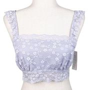 NEW Colsie Floral Lace Bralette Square Neck Light Purple Violet Size Large