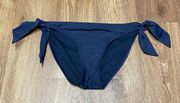 Athleta Womens Solid Navy Blue Bikini Brief Swim Bottom Tie Side Small Sporty