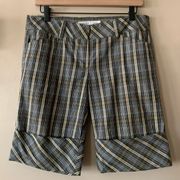 Trina Turk Plaid Cuffed Bermuda Shorts Size 6