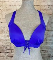 Venus Royal Blue Cross Strap Back Womens Bikini Top Adjustable Ties Size D
