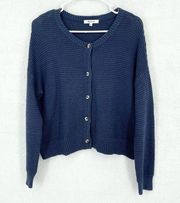 Madewell Women's Button Front Ribbed Knit Blue Cardigan Sweater Size Small