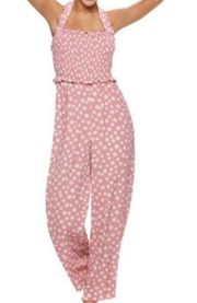 Candie’s Polka Dot Smocked Jumpsuit 