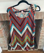 Blush Plus Size Tribal Design Tunic Tank Top size 2X Multicolor