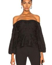 Alexis Joscelin Embroidered Puff-Sleeve Top in black S