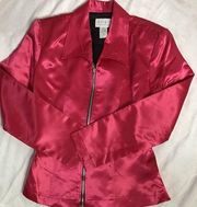 XOXO VINTAGE Hot Pink Barbie Core Shoulder Pads Full Zip Women’s Size  M