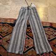 Drawstring waist linen wide leg pants classic basic casual loungewear