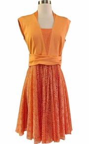 REISS Nerissa Dress Apricot Lace Orange Sleeveless Fit & Flare Cocktail 6 NWT