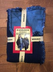 NWT Woolrich reversible blanket wrap cardgion in shades of blue