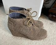 Wedge Boots Tan Leopard Print