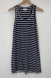 Sundry Maritime Mini Dress Striped Sleeveless Tank Bauble Hem Navy White 1 Small