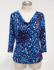 Laura Ashley Women's Colorful 3/4 Sleeve Cowl Neck Stretch Blouse Top Size PS